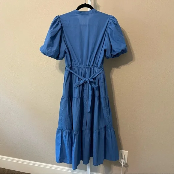 Pinch Royal Blue Midi Dress with Puff Sleeves - Picture 5 of 5